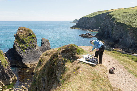 Artist and his Dog, Nohoval Cove,  County Cork