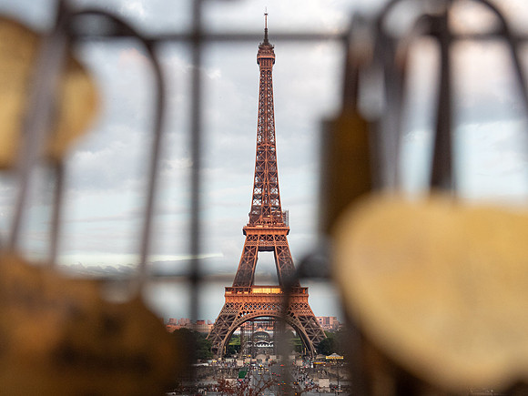 Love Locks and the Eiffel Tower, Paris